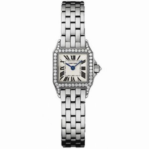 Cartier Santos Demoiselle Mini Model Diamond Bezel 18 kt White Gold Ladies Watch WF9005Y8