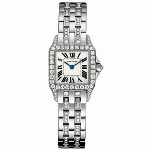 Cartier Santos Demoiselle Silver Dial White Gold Diamond Ladies Watch WF9003YC