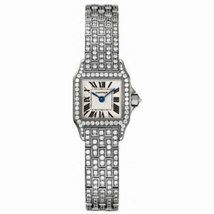 Cartier Santos Demoiselle Silver Dial White Gold Diamond Ladies Watch WF9005YA