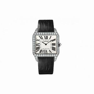 Cartier Santos-Dumont Diamond Bezel Manual Wind 18 kt White Gold Men's Watch WH100651