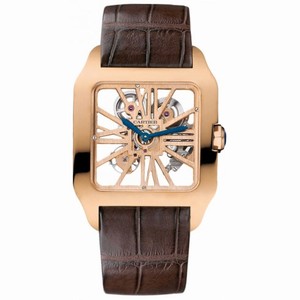 Cartier Santos-Dumont Skeleton Dial 18 kt Rose Gold Men's Watch W2020057