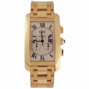 Cartier Tank Americaine 18kt Yellow Gold Chronograph Men's Watch W26058K2