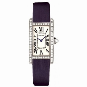 Cartier Tank Americaine Diamond Bezel 18 kt White Gold Ladies Watch WB707331