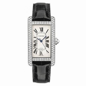 Cartier Tank Americaine Diamond Bezel Automatic 18 kt White Gold Ladies Watch WB710002