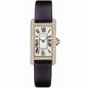 Cartier Tank Americaine Silver Dial Blue Satin Ladies Watch WB707931