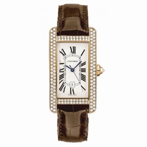 Cartier Tank Americaine Silver Dial Brown Leather Unisex Watch WB704751
