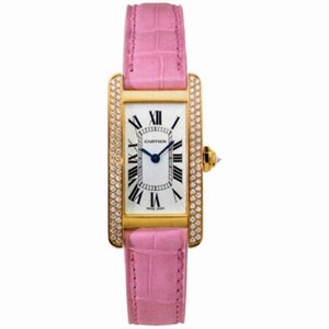Cartier Tank Americaine Silver Dial Leather Strap Ladies Watch WB701251