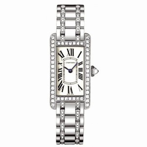 Cartier Tank American 18kt White Gold Diamond Bracelet Ladies Watch WB7073MP