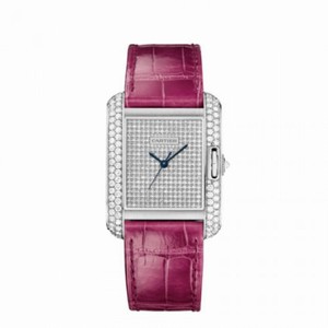 Cartier Tank Anglaise 18 Carat White Gold Set with Diamonds Dial Watch WT100020