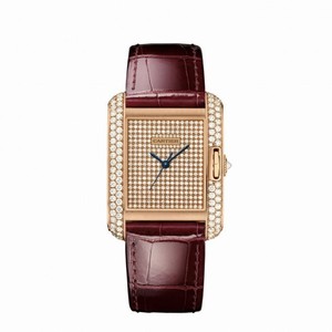 Cartier Tank Anglaise 18k Pink Gold Dial Set with Diamonds
