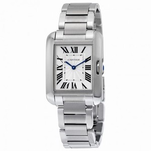 Cartier Tank Anglaise Silver Dial Stainless Steel Ladies Watch W5310044