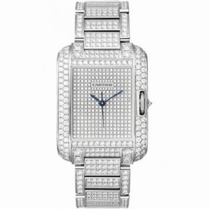 Cartier Tank Anglaise Diamond Pave 18kt White Gold Automatic Men's Watch HPI00561