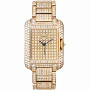 Cartier Tank Anglaise Diamond Pave Dial 18kt Pink Gold Ladies Watch HPI00560