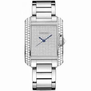 Cartier Tank Anglaise Diamond Pave Dial 18kt Rose Gold Ladies Watch WT100011