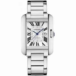 Cartier Tank Anglaise Silver Dial 18kt White Gold Ladies Watch W5310024