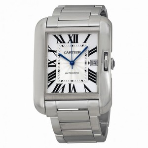 Cartier Tank Anglaise Silver Dial 18kt White Gold Men's Watch W5310025