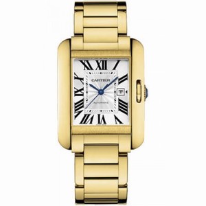 Cartier Tank Anglaise Silver Dial 18kt Yellow Gold Ladies Watch W5310015