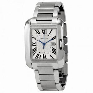 Cartier Tank Anglaise Silver Dial Stainless Steel Bracelet Men's Watch W5310009
