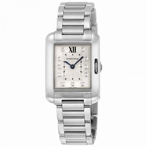 Cartier Tank Anglaise Silver Dial Stainless Steel Ladies Watch W4TA0003