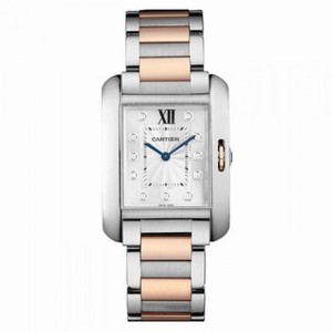 Cartier Tank Anglaise Silver Dial Stainless Steel Ladies Watch WT100032