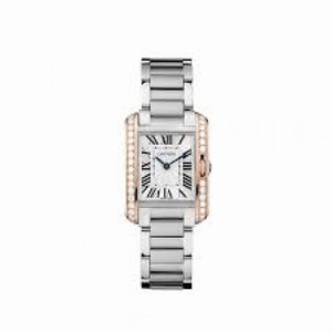 Cartier Tank Anglaise Silver Dial Two-tone Stainless Steel Ladies Watch W3TA0002