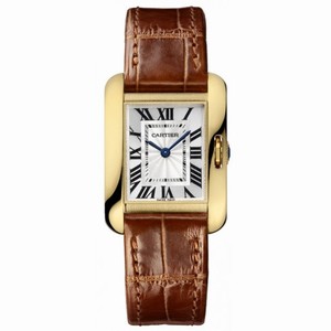 Cartier Tank Anglaise Small Silver Dial Ladies Brown Leather Strap Watch W5310028