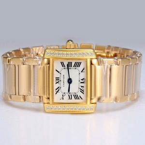 Cartier Tank CARTiER TANk Stainless Steel Case Diamond Bezel White Dial Watch