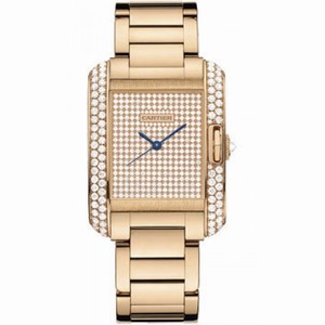 Cartier Tank Diamond Pave Automatic 18 kt Rose Gold Ladies Watch WT100012