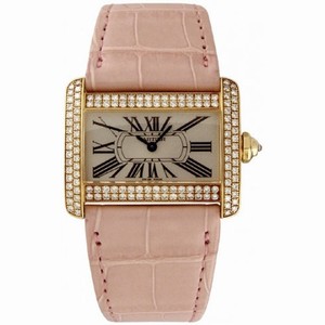 Cartier Tank Divan 18kt Yellow Gold Diamond Pink Mini Ladies Watch WA301071