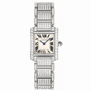 Cartier Tank Francaise 18kt White Gold Diamond Bracelet Ladies Watch WE1002SD