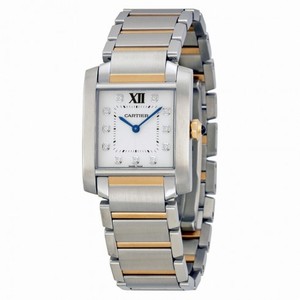 Cartier Tank Francaise Silver Dial Steel and 18kt Pink Gold Ladies Watch WE110005