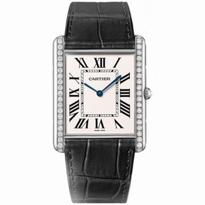 Cartier Tank Louis Silver Dial Black Leather Men's Watch WT200006