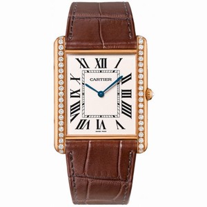 Cartier Tank Louis Silver Dial Brown Leather Diamond Men's Watch WT200005