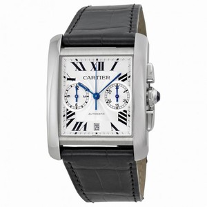 Cartier Tank MC Chronograph Silver Dial Black Leather Ladies Watch W5330007