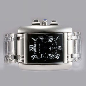 Cartier Tank W26019L1 Mens Yellow Stainless Steel Strap 30x47mm Watch