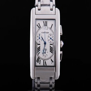 Cartier Tank w26019L1 Quartz Chronograph 30x47mm Womens Watch