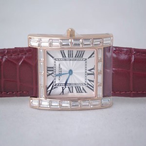 Cartier Tank w2603156 Mens Red Crocodile Leather Strap Rectangle Watch