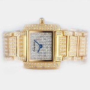 Cartier Tank W50002N2 Square Womens Stainless Steel Case Watch