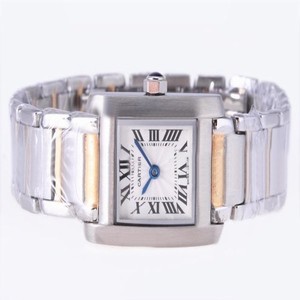 Cartier Tank W51005Q4 Stainless Steel Case Womens Square Watch