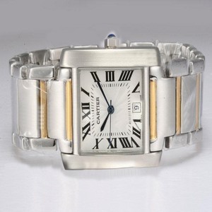Cartier Tank w51007Q4 Square Womens Silver Stainless Steel Strap Watch