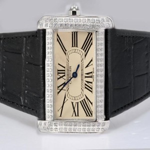 Cartier Tank WA301271 Diamond Bezel Quartz Yellow Dial Watch