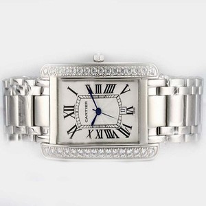 Cartier Tank WB7073L1 Stainless Steel Case Rectangle White Dial Watch