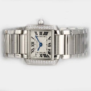 Cartier Tank wE1002S3 Silver Stainless Steel Strap Square Watch