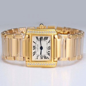 Cartier Tank wE10456H 22x26mm White Dial Gold 18k Gold Strap Watch