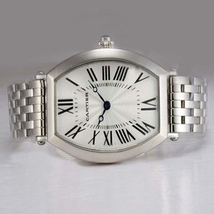 Cartier Tonneau 172 Stainless Steel Case Rectangle White Dial Watch