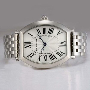 Cartier Tonneau 535138 26x43mm Silver Stainless Steel Strap Womens Watch