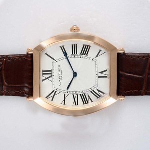 Cartier Tonneau WE400331 Brown Rose Gold Strap Midsize Man:49x31mm / Lady:38x23mm Watch