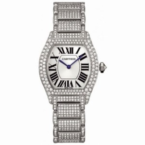 Cartier Tortue Diamond 18kt White Gold Ladies Watch WA5049MC