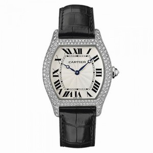 Cartier Tortue Manual Wind Diamond 18 kt White Gold Men's Watch WA503851