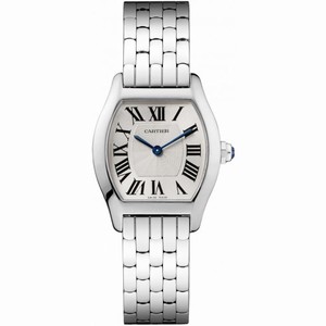 Cartier Tortue Silvered guilloche Dial 18 Carat White Gold Ladies Watch W1556365